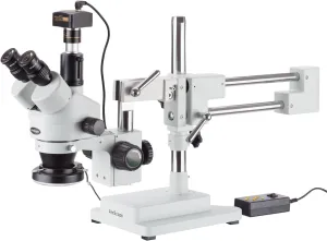 AmScope 3.5X-180X Trinocular Stereo Microscope with 4-Zone 144-LED Ring Light and 3MP Camera