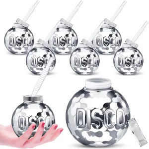 Amyhill 6 Sets Disco Ball Cups Tumbler Disco Party Supplies 70s 80s 90s Disco Party Decorations Disco Flash Ball Drinks Cups with Lid and Straw Mirror Disco Cocktail Cups Sparkly Glitter