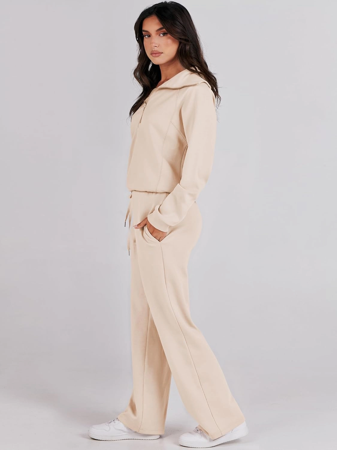 ANRABESS Women 2 Piece Outfits Sweatsuit Oversized Sweatshirt Sweatpants Tracksuit Sweat Lounge Matching Set 2025 Fall Trendy