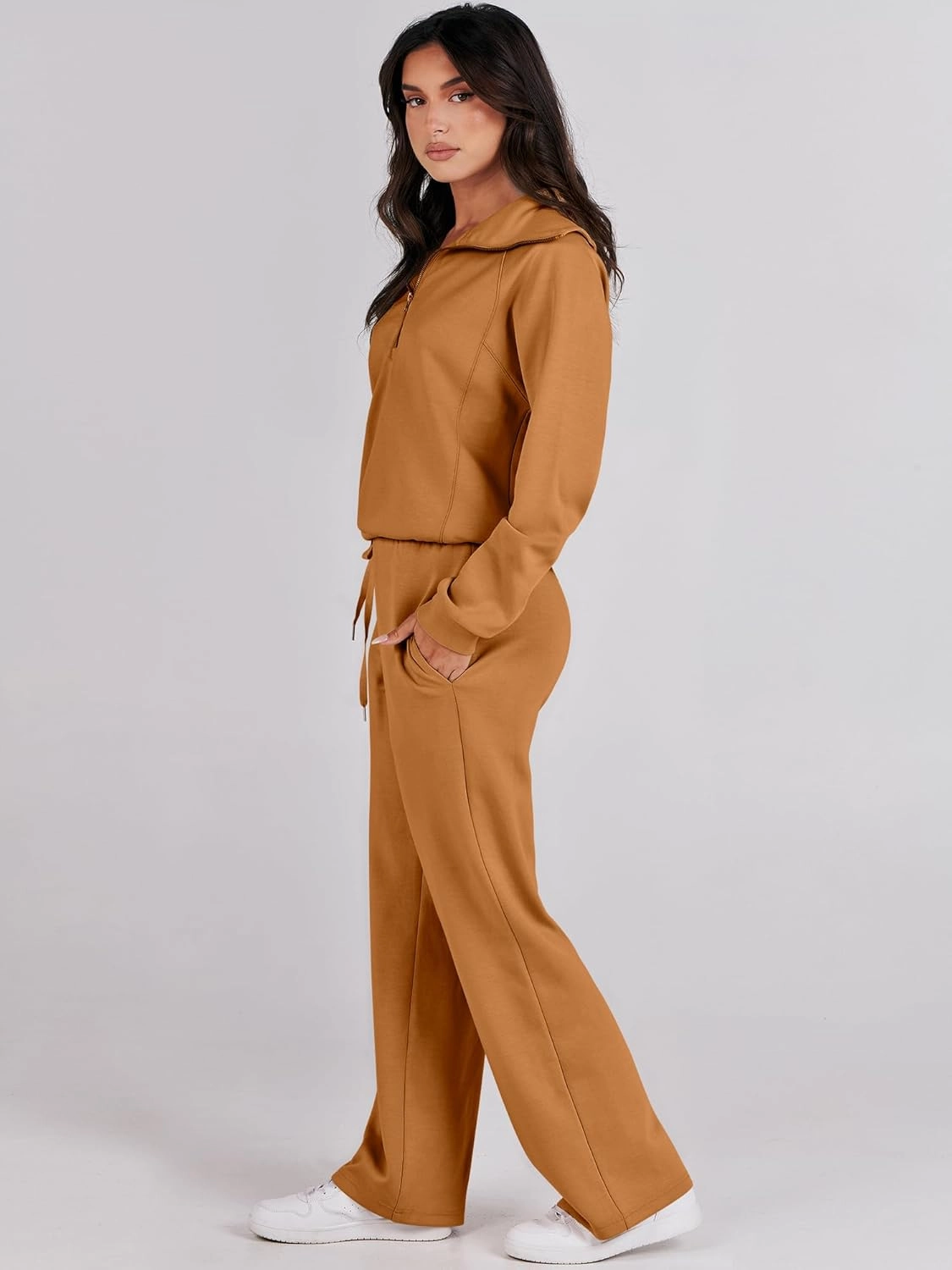 ANRABESS Women 2 Piece Outfits Sweatsuit Oversized Sweatshirt Sweatpants Tracksuit Sweat Lounge Matching Set 2025 Fall Trendy