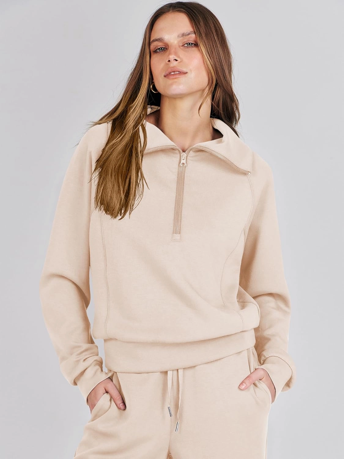 ANRABESS Women 2 Piece Outfits Sweatsuit Oversized Sweatshirt Sweatpants Tracksuit Sweat Lounge Matching Set 2025 Fall Trendy