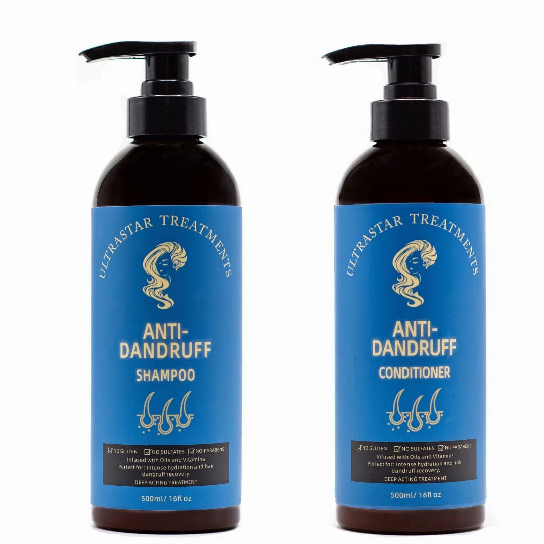 ANTI-DANDRUFF- HAIR DUO SET ( 2 bottles of 16.5oz) Anti Dandruff Set- Sulfate free -Parabens Free. Complete formula to serve as a Itchy and Dry Scalp Treatment. Made with Clean Ingredients, Vitamin B5, Collagen & MORE!