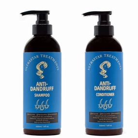 ANTI-DANDRUFF- HAIR DUO SET ( 2 bottles of 16.5oz) Anti Dandruff Set- Sulfate free -Parabens Free. Complete formula to serve as a Itchy and Dry Scalp Treatment. Made with Clean Ingredients, Vitamin B5, Collagen & MORE!