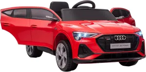 Aosom 12V Kids Electric Ride On Car, Audi E-tron, Battery Powered Toy with Parent Remote Control, Suspension System, Auxiliary Wheels, LED Lights, Music and Horn, MP3 Player, Red