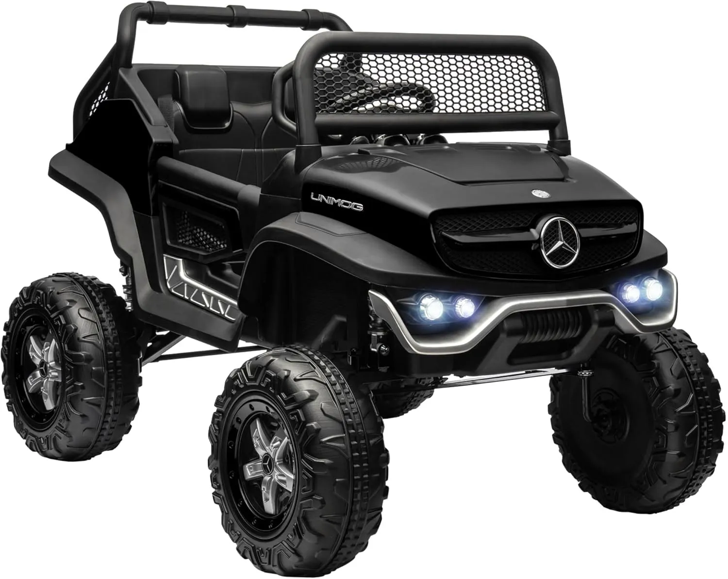 Aosom Licensed Mercedes-Benz Unimog 12V Kids Ride on Truck with Remote Control, Battery Powered Electric Car with Spring Suspension, LED Light, Horn, Music, Black