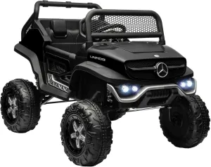 Aosom Licensed Mercedes-Benz Unimog 12V Kids Ride on Truck with Remote Control, Battery Powered Electric Car with Spring Suspension, LED Light, Horn, Music, Black