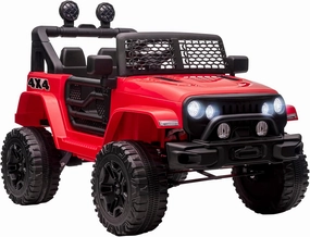 Aosom 12V Kids Ride On Truck with Parent Remote Control, Battery Powered Electric Car with Spring Suspension, Adjustable Speed, LED Lights and Horn, Red