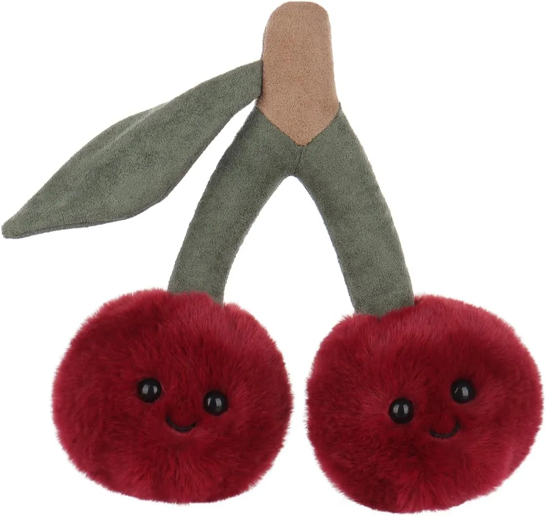 Apricot Lamb Delicious Cherry Fruit Plush Stuffed Animals for Kids, Soft Cute Plush Toys for Baby Girl and Boy, Fluffy Delicious Cherry Red