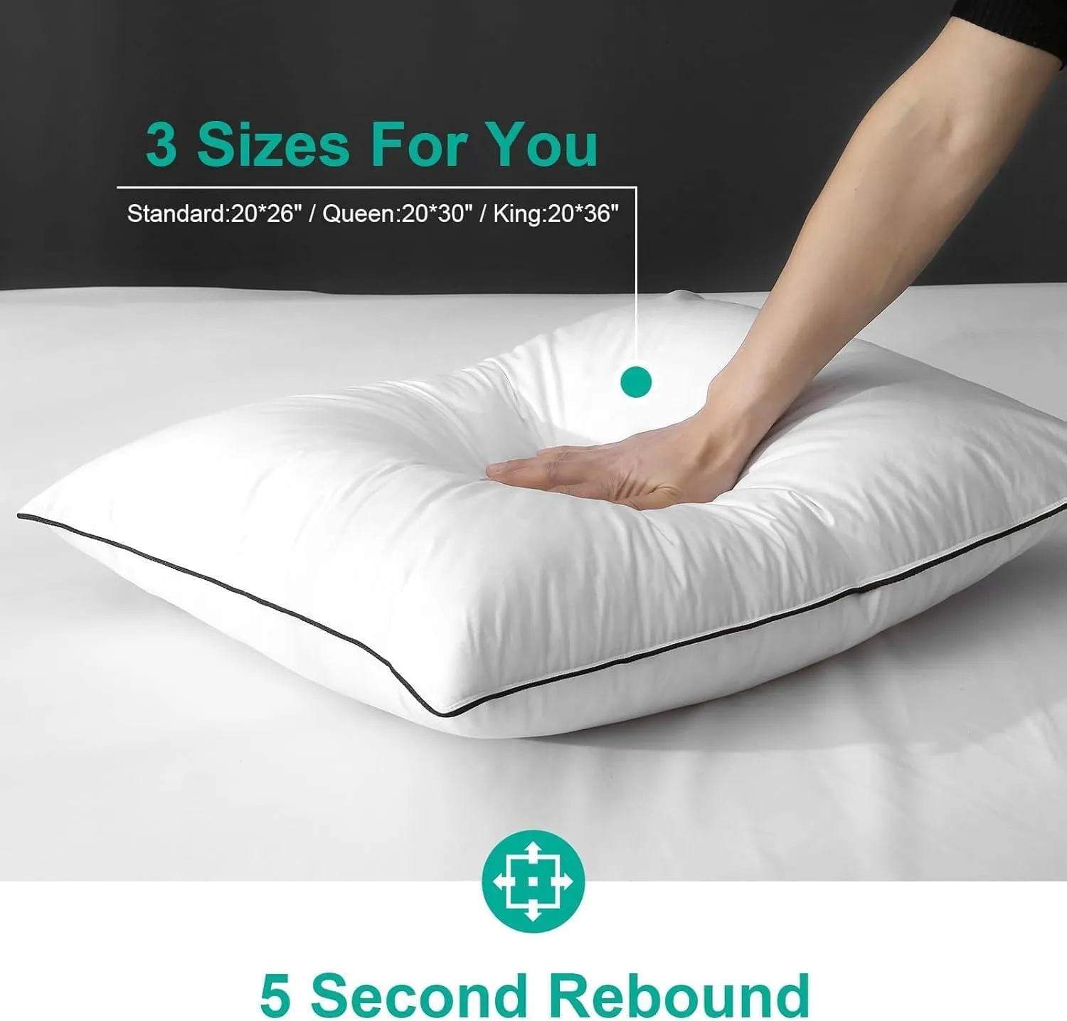 APSMILE Medium Firm Feathers Down/Poly Pillow King Size Set of 2, Luxury Feather Pillow for Sleeping, 100% Organic Cotton Cover Hotel Bed Pillow Wrapped in Polyester (White, 20"x36")