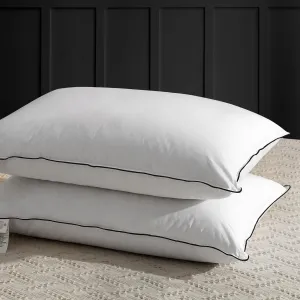 APSMILE Medium Firm Feathers Down/Poly Pillow King Size Set of 2, Luxury Feather Pillow for Sleeping, 100% Organic Cotton Cover Hotel Bed Pillow Wrapped in Polyester (White, 20"x36")