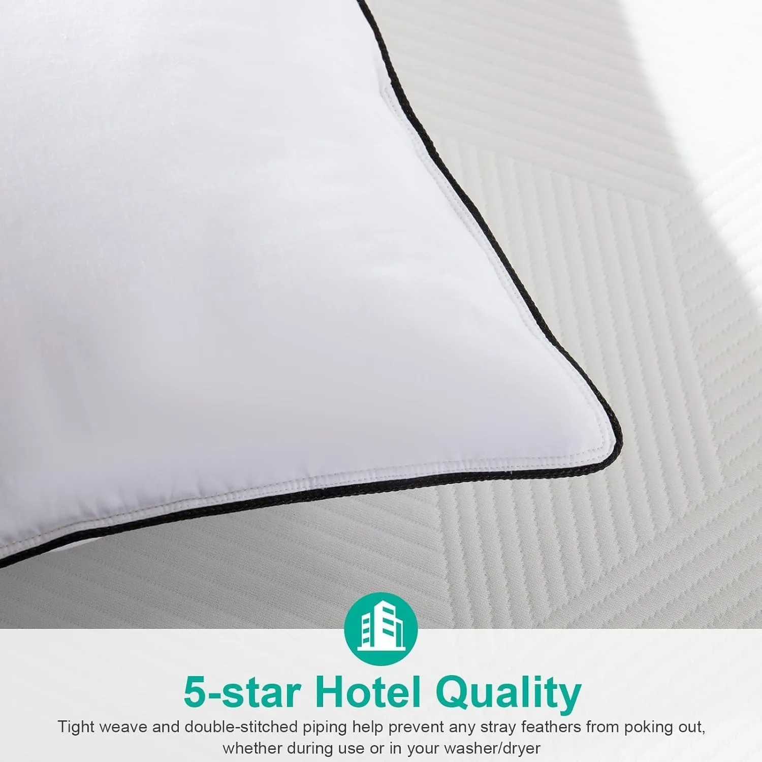 APSMILE Medium Firm Feathers Down/Poly Pillow King Size Set of 2, Luxury Feather Pillow for Sleeping, 100% Organic Cotton Cover Hotel Bed Pillow Wrapped in Polyester (White, 20"x36")