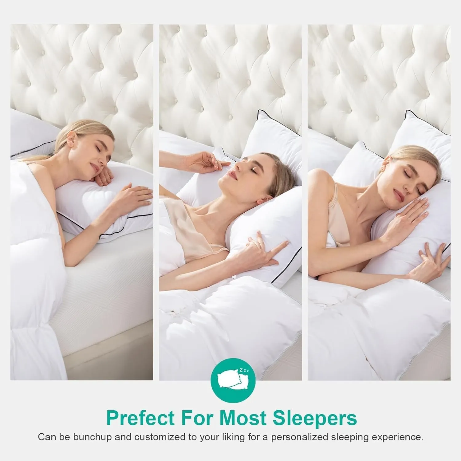 APSMILE Medium Firm Feathers Down/Poly Pillow King Size Set of 2, Luxury Feather Pillow for Sleeping, 100% Organic Cotton Cover Hotel Bed Pillow Wrapped in Polyester (White, 20"x36")