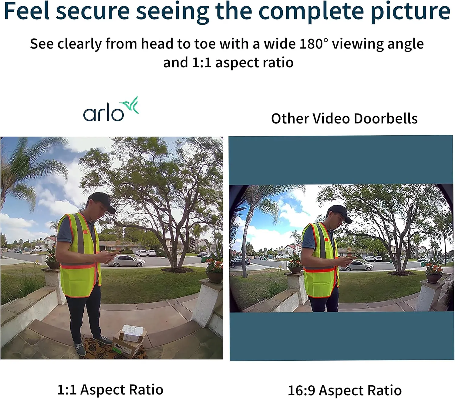 Arlo Essential Wired Video Doorbell - HD Video, 180° View, Night Vision, 2 Way Audio, Black - AVD1001B