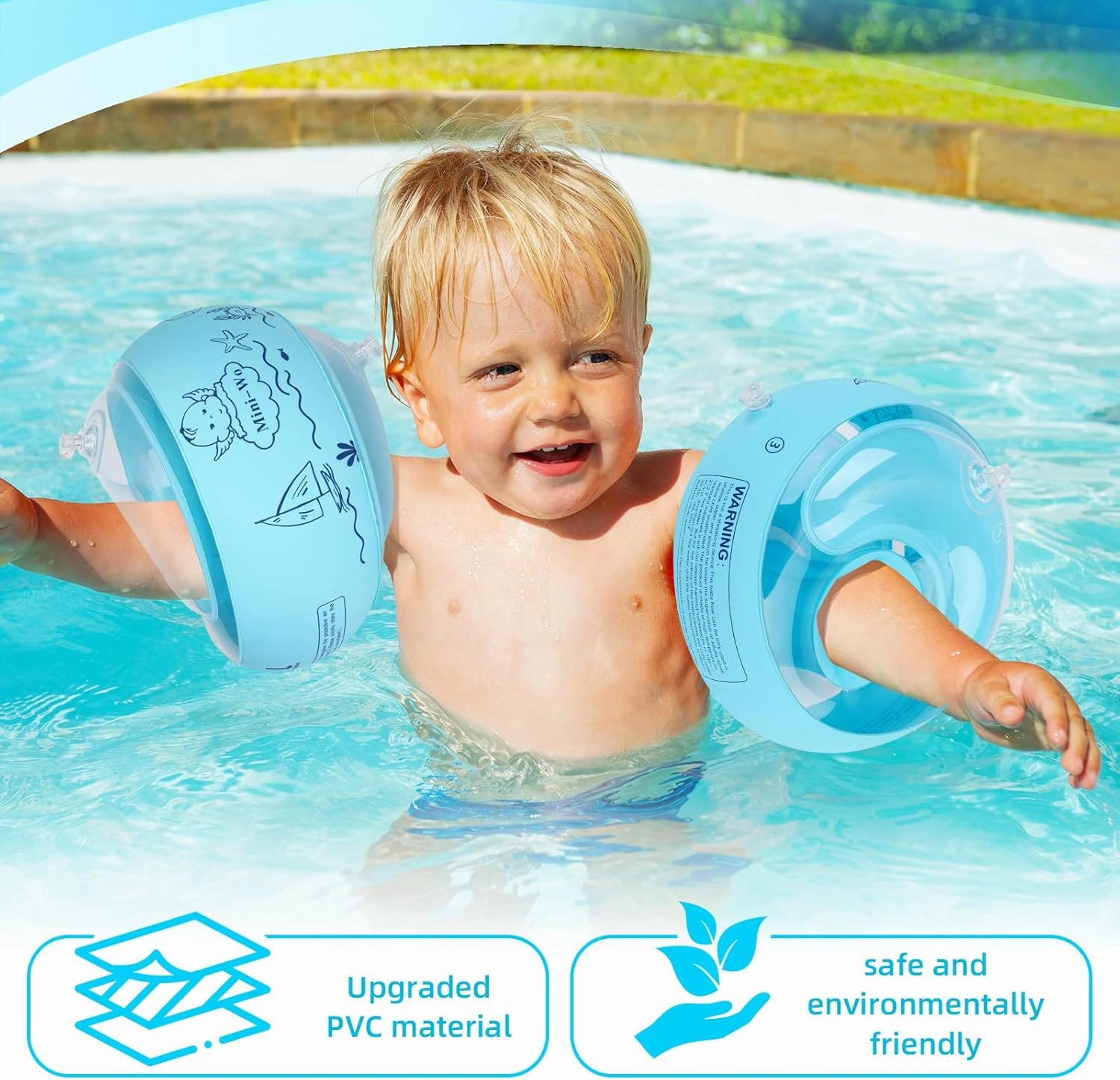 Arm Floaties for Kids Inflatable Pink Blue Toddler Swim Arm Bands Pool Kid Arm Floaties for Swimming Pool Water Wings for Toddlers and Adults 1-14yrs for Swim Learning