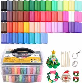 Artecho Polymer Clay, 50 Colors Modeling Clay for Kids, Christmas Earring Making Kit with Sculping Tools, Sculpey Clay Kit for Christmas Gifts