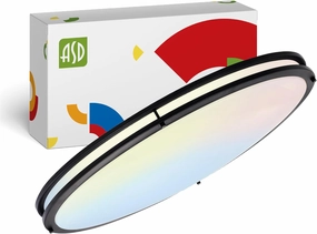 ASD LED 32 Inch Oval Flush Mount Light Fixture | 45W 3750LM 3000K-5000K 100-277V | 3CCT, Dimmable, Energy Star, ETL Listed | Close to Ceiling Double Ring Lamp, Low Profile Lighting | Black