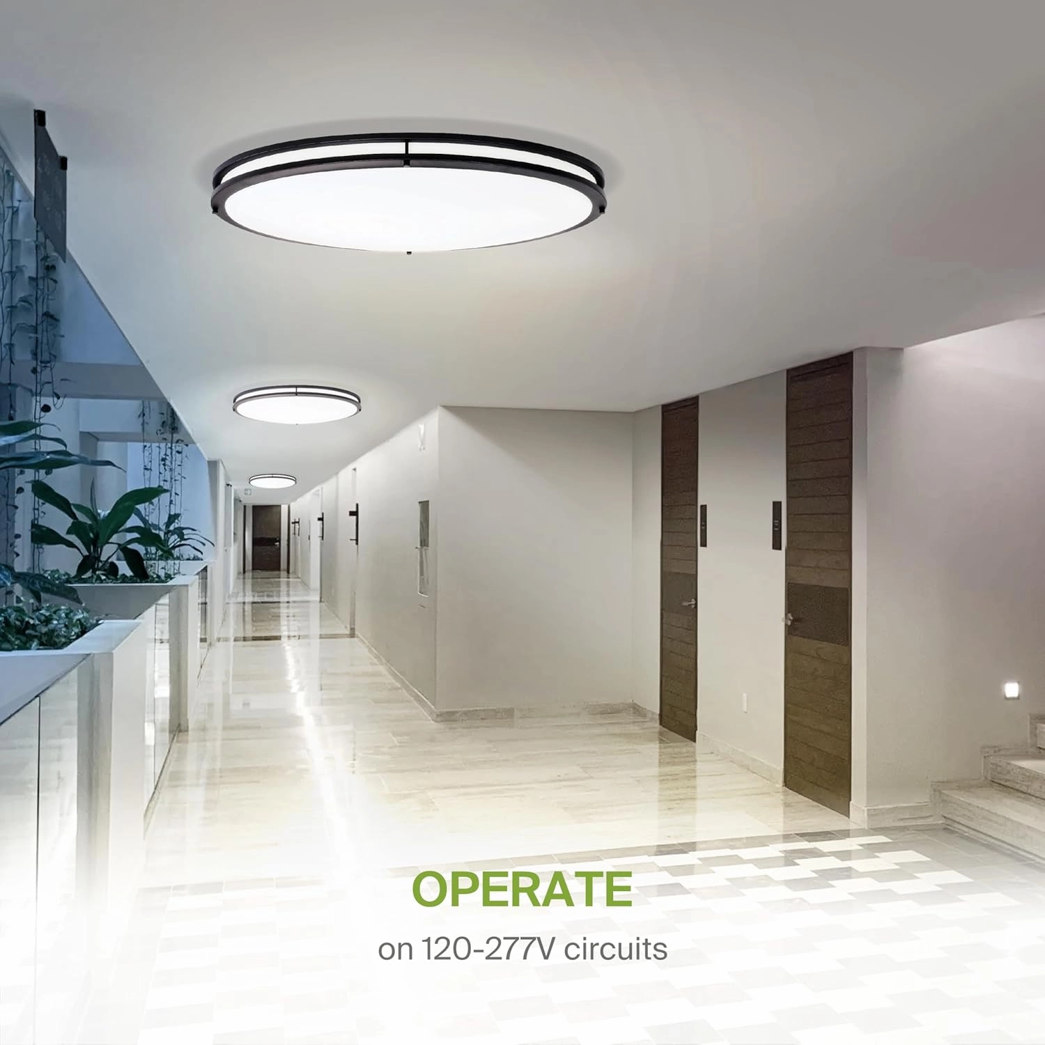 ASD LED 32 Inch Oval Flush Mount Light Fixture | 45W 3750LM 3000K-5000K 100-277V | 3CCT, Dimmable, Energy Star, ETL Listed | Close to Ceiling Double Ring Lamp, Low Profile Lighting | Black