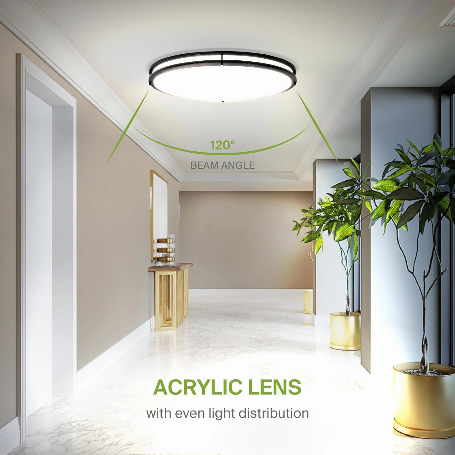 ASD LED 32 Inch Oval Flush Mount Light Fixture | 45W 3750LM 3000K-5000K 100-277V | 3CCT, Dimmable, Energy Star, ETL Listed | Close to Ceiling Double Ring Lamp, Low Profile Lighting | Black