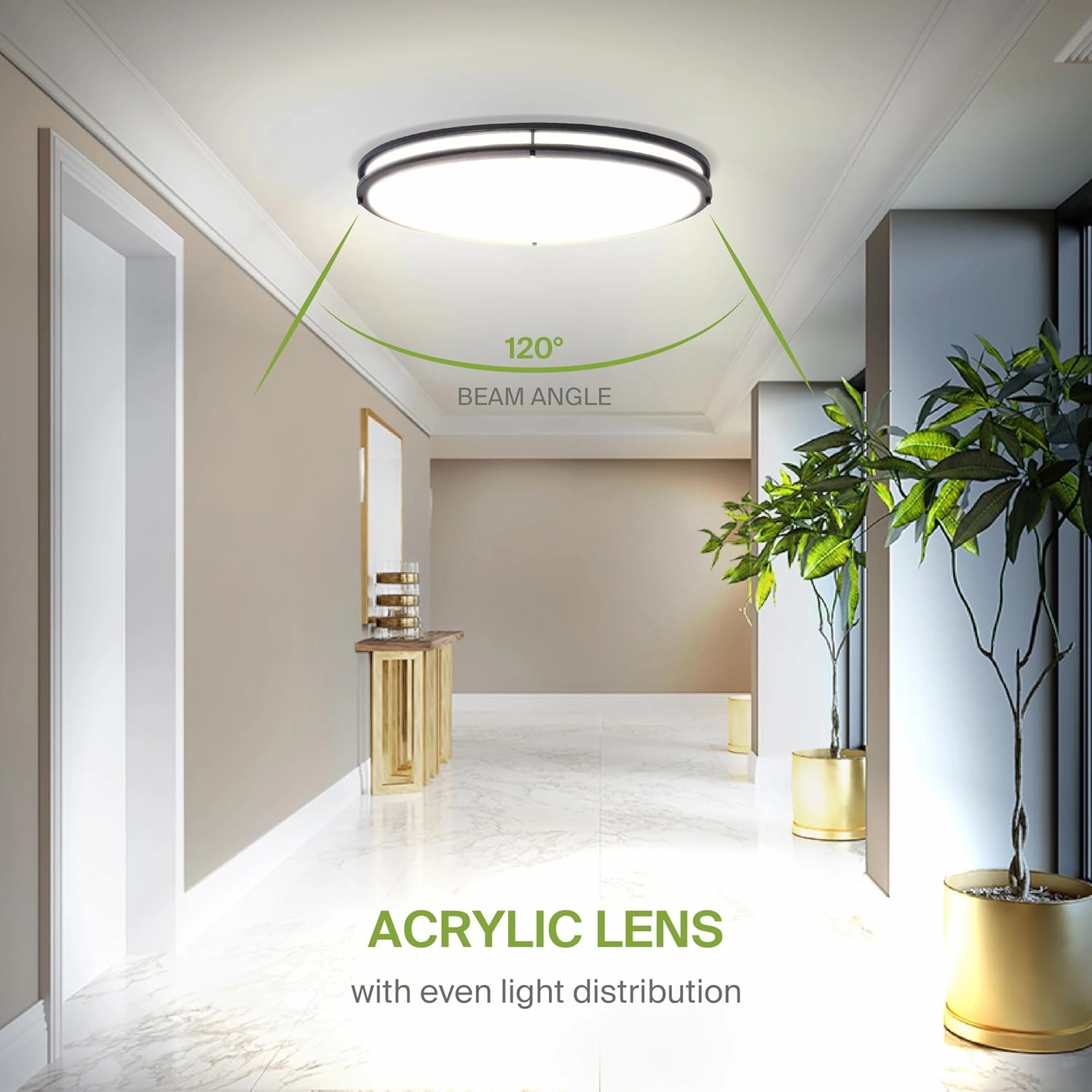 ASD LED 32 Inch Oval Flush Mount Light Fixture | 45W 3750LM 3000K-5000K 100-277V | 3CCT, Dimmable, Energy Star, ETL Listed | Close to Ceiling Double Ring Lamp, Low Profile Lighting | Dark Bronze