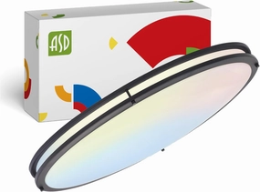 ASD LED 32 Inch Oval Flush Mount Light Fixture | 45W 3750LM 3000K-5000K 100-277V | 3CCT, Dimmable, Energy Star, ETL Listed | Close to Ceiling Double Ring Lamp, Low Profile Lighting | Dark Bronze