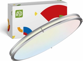 ASD LED 32 Inch Oval Flush Mount Light Fixture | 45W 3750LM 3000K-5000K 100-277V | 3CCT, Dimmable, Energy Star, ETL Listed | Close to Ceiling Double Ring Lamp, Low Profile Lighting | Nickel