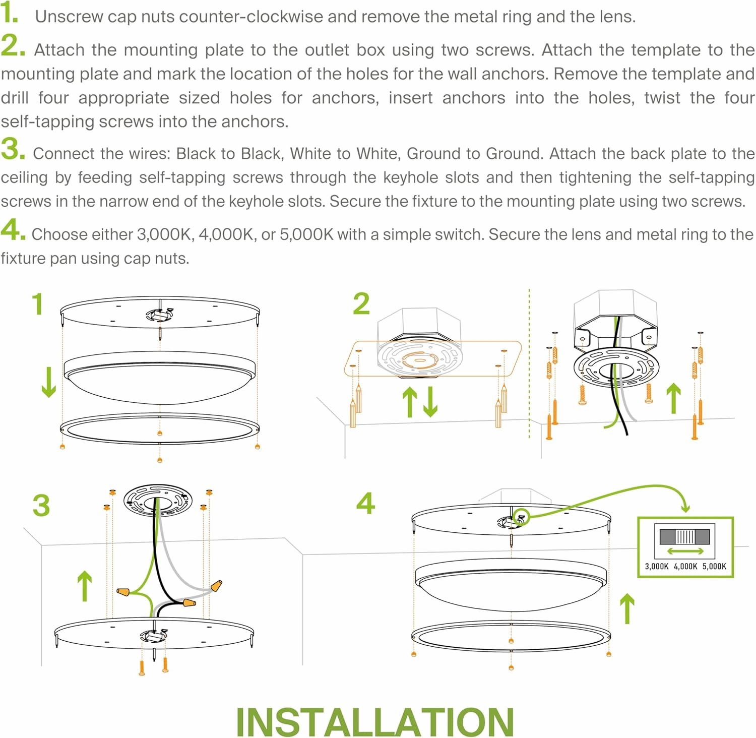 ASD LED 32 Inch Oval Flush Mount Light Fixture | 45W 3750LM 3000K-5000K 100-277V | 3CCT, Dimmable, Energy Star, ETL Listed | Close to Ceiling Double Ring Lamp, Low Profile Lighting | Nickel