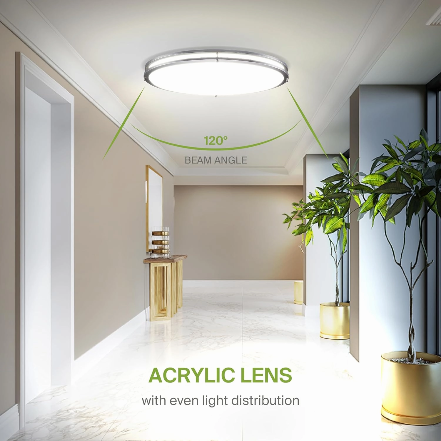 ASD LED 32 Inch Oval Flush Mount Light Fixture | 45W 3750LM 3000K-5000K 100-277V | 3CCT, Dimmable, Energy Star, ETL Listed | Close to Ceiling Double Ring Lamp, Low Profile Lighting | Nickel