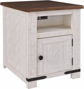Ashley Furniture Industries Signature Design by Ashley Wystfield Rustic Farmhouse End Table, White & Brown
