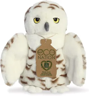 AURORA, 35029, Eco Nation Snowy Owl, 8In, Soft Toy, White