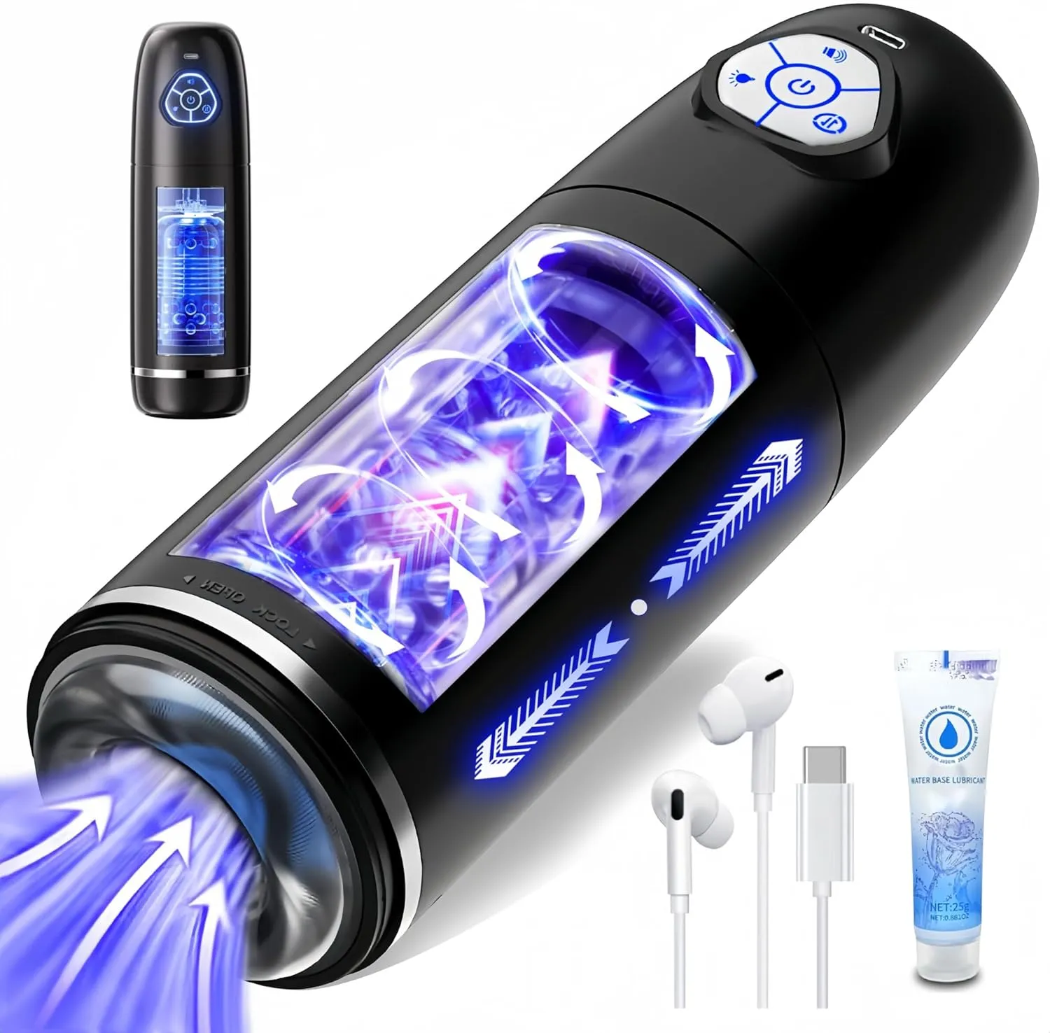 Automatic Male Masturbator Penis Pump - Sex Toys for Men with 10 Rotating Thrusting Modes and Female Moaning Voice Pocket Pussy Sucking Vibrator Sex Doll Machine