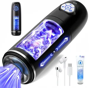 Automatic Male Masturbator Penis Pump - Sex Toys for Men with 10 Rotating Thrusting Modes and Female Moaning Voice Pocket Pussy Sucking Vibrator Sex Doll Machine