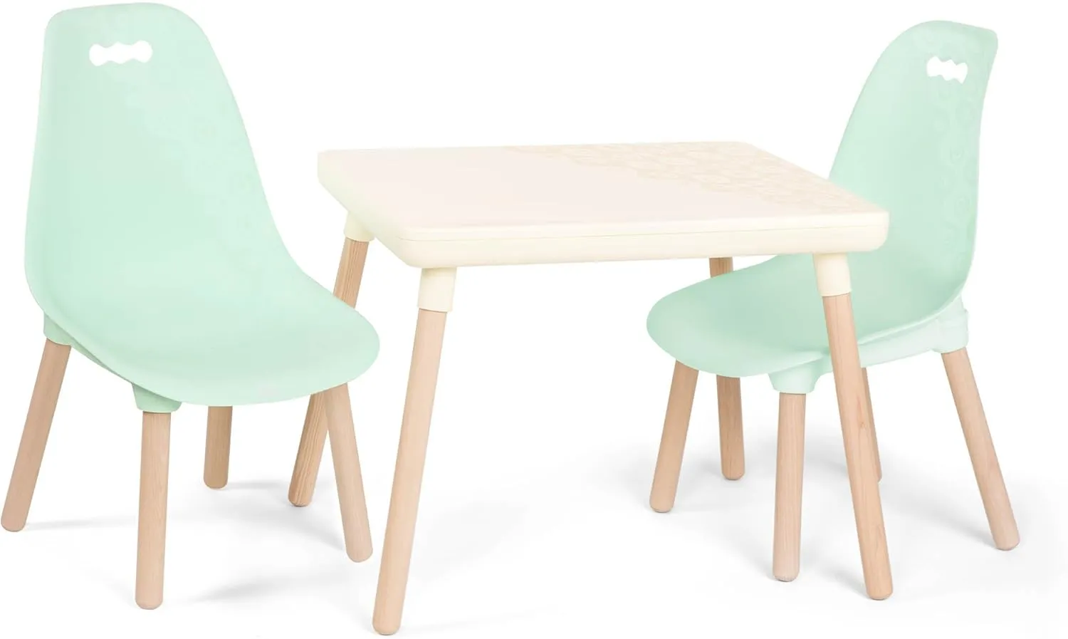 B. toys- B. spaces- Table and Chair Set- Furniture For Toddlers- 1 Craft Table & 2 Chairs- Natural Wooden Legs- Mint- 3 years  