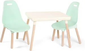 B. toys- B. spaces- Table and Chair Set- Furniture For Toddlers- 1 Craft Table & 2 Chairs- Natural Wooden Legs- Mint- 3 years  