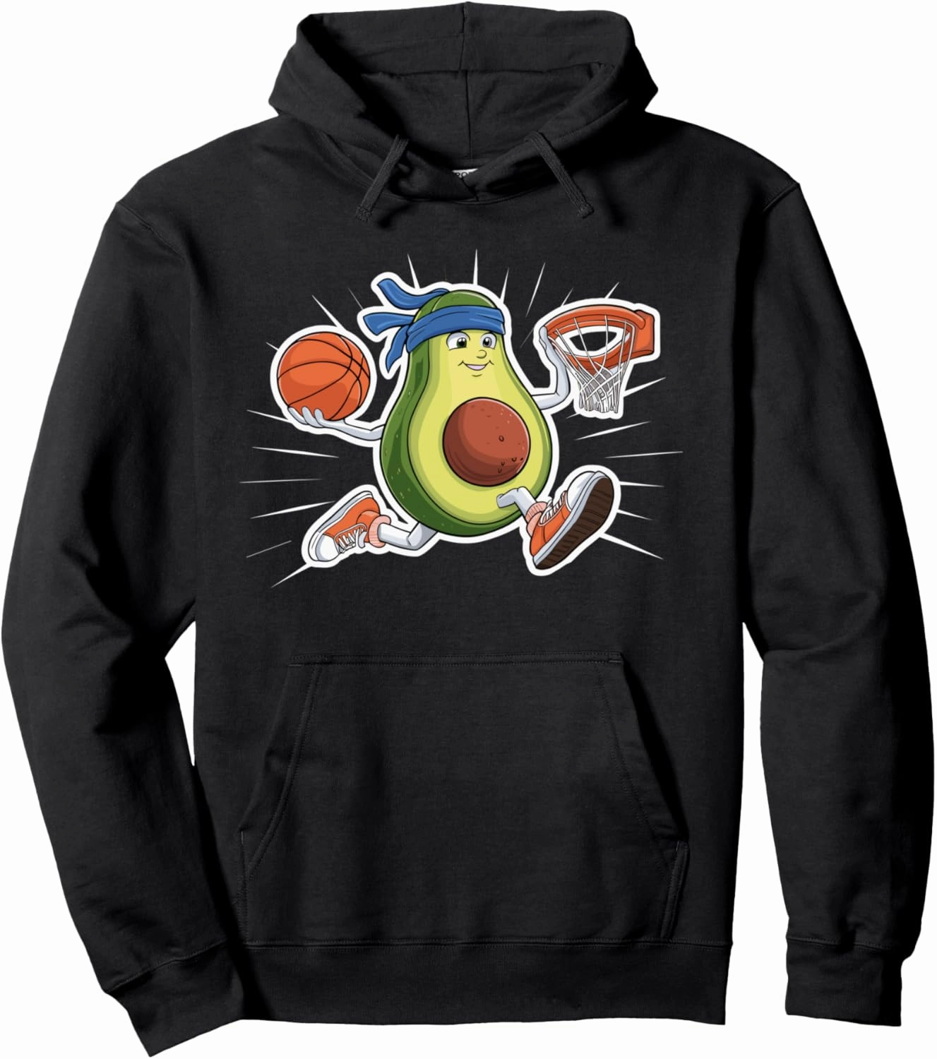 B-Ball Player Game Sport Cute Avocado Dunk Basketball Player Pullover Hoodie