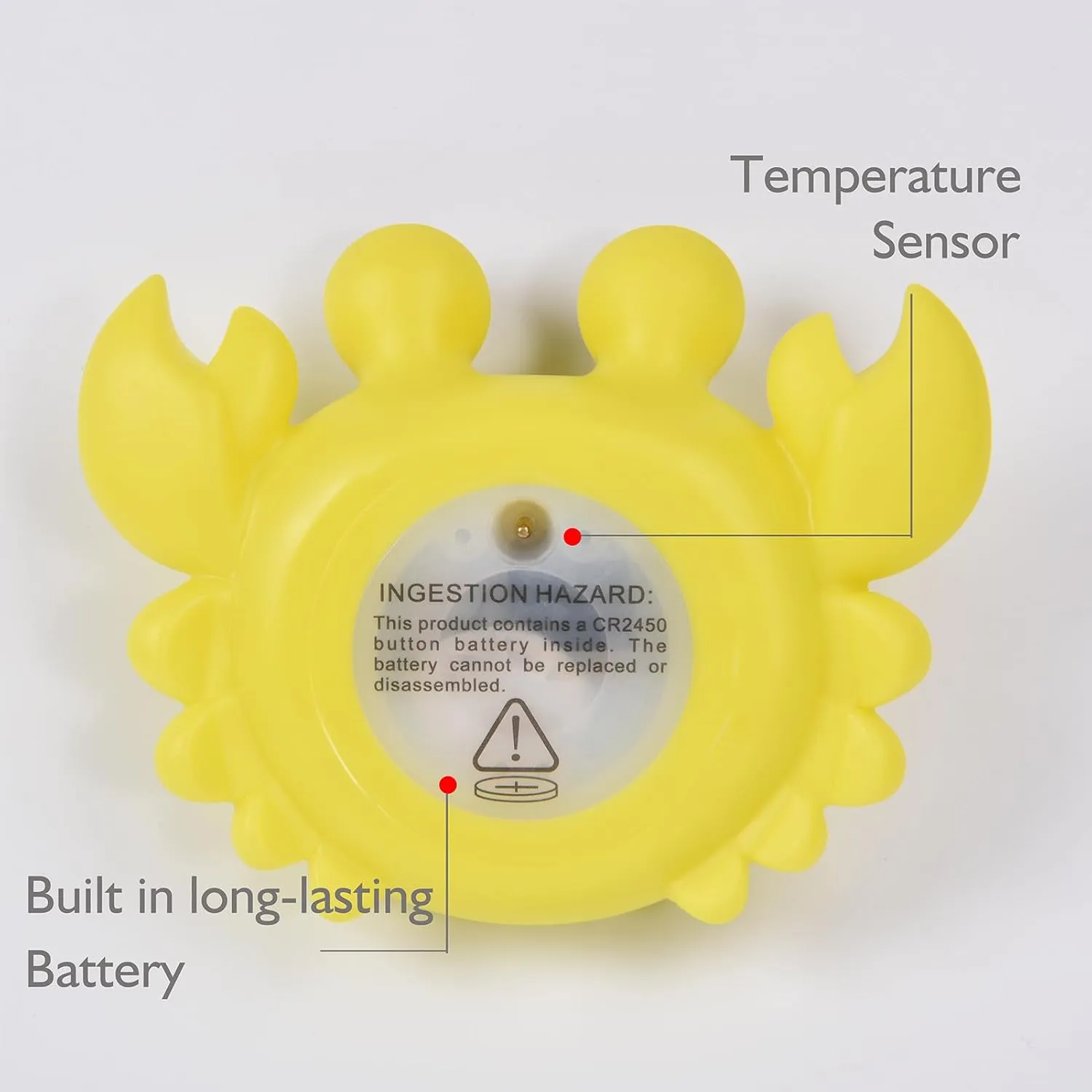 Baby Bath Thermometer with LED Display, Floating Crab Toy – 2-in-1 Water Safety Sensor for Infants, Color-Coded Alerts (Hot/Cold), Bath Tub Temperature Monitor, Cute Floating Bath Toy, Nursery