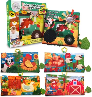 Baby Books Farm Animal Soft Cloth Montessori Busy Book See Touch Feel Crinkle Babies Newborn Essentials Teething for Boys Girls 0-6 6-12 12-18 Months 1 Year Old Toddler 1-3 Toy