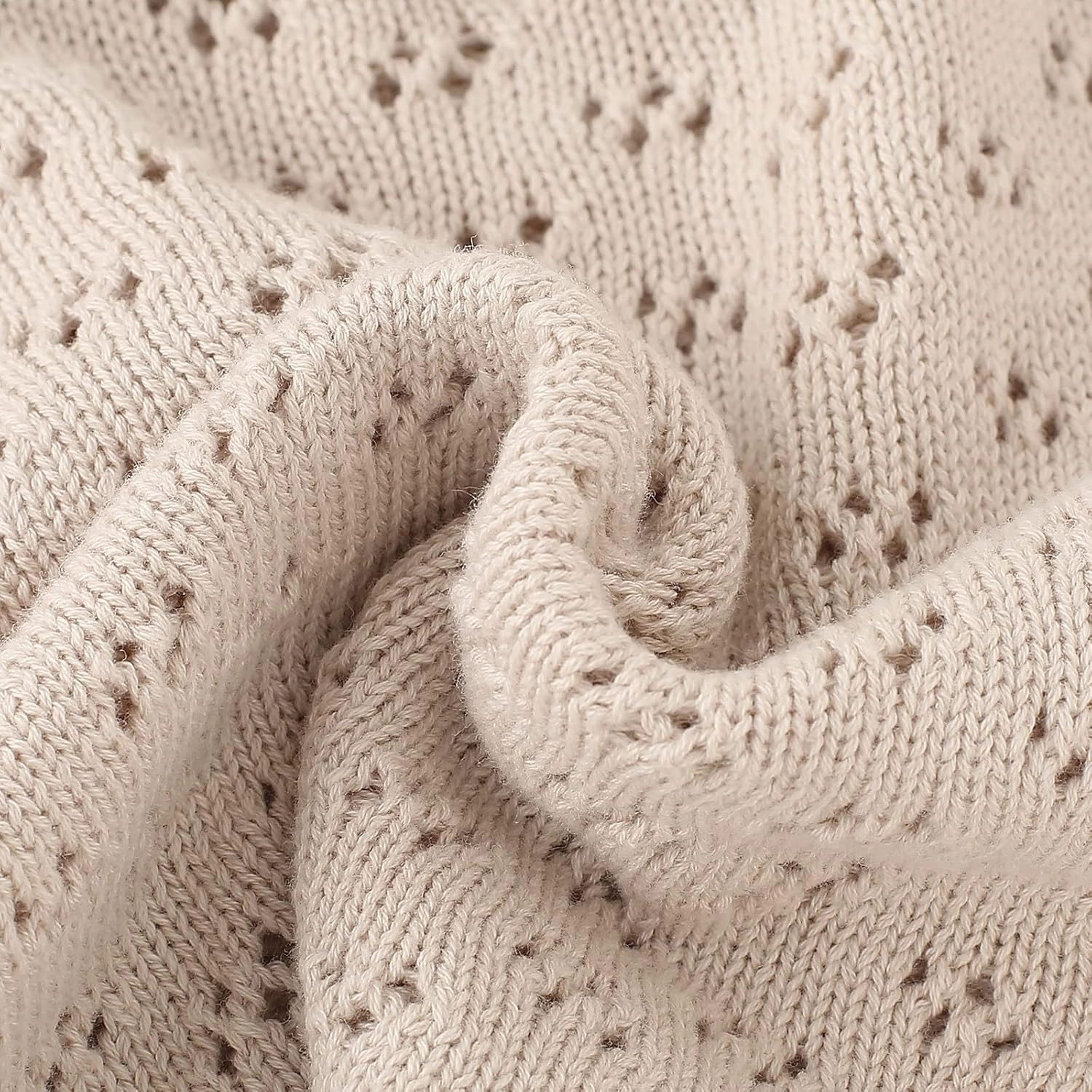 Baby Girls Lace Sweater Toddler Cotton Knit Pullovers Kids Crochet Ruffle Lantern Sleeve Blouses Jumper Tops