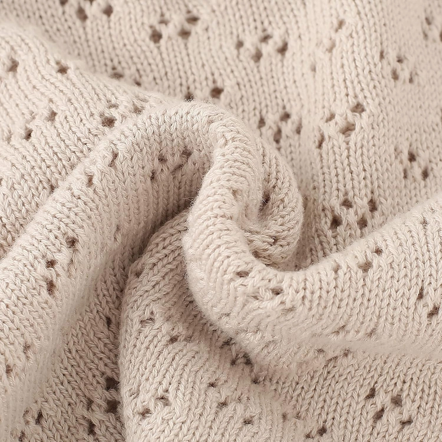 Baby Girls Lace Sweater Toddler Cotton Knit Pullovers Kids Crochet Ruffle Lantern Sleeve Blouses Jumper Tops