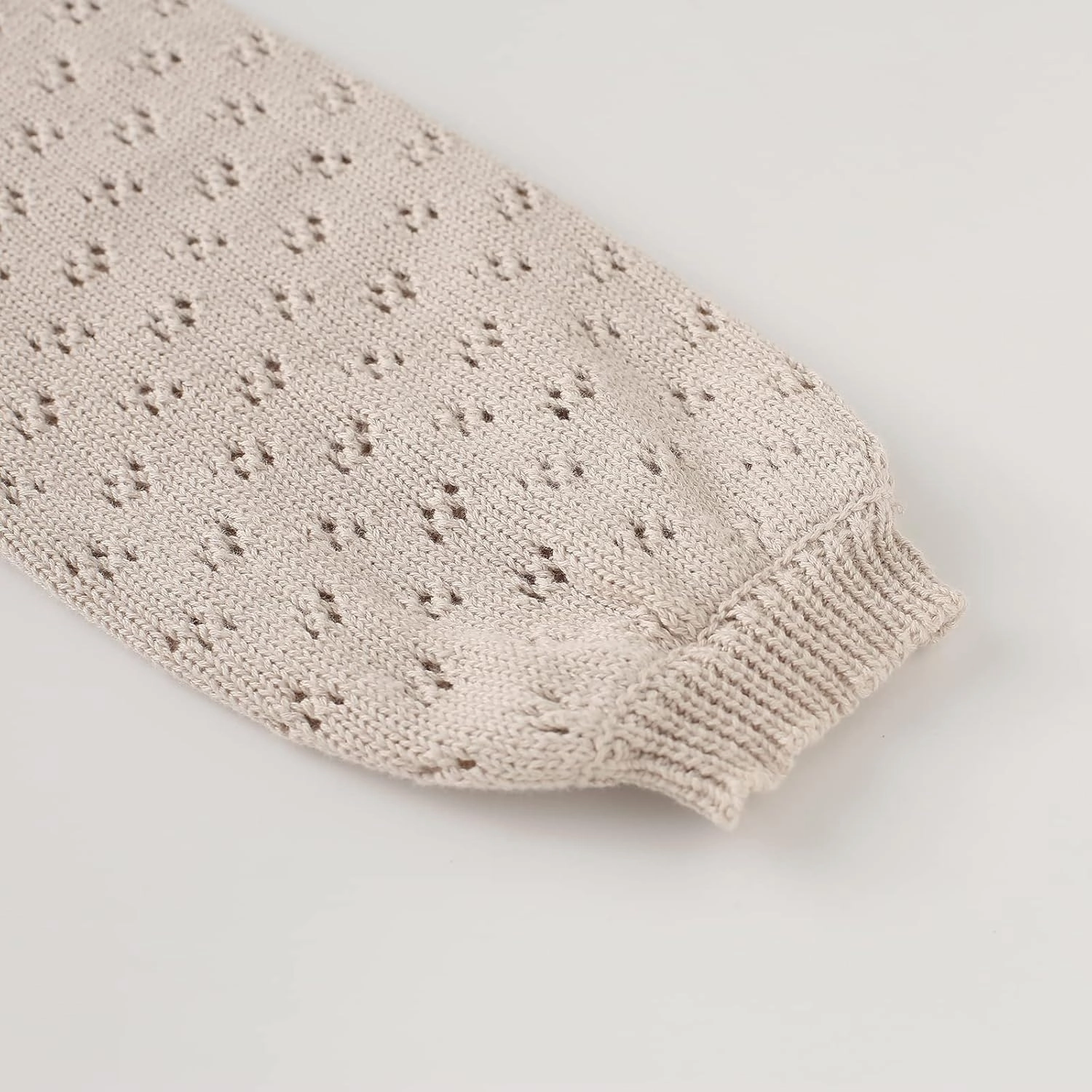 Baby Girls Lace Sweater Toddler Cotton Knit Pullovers Kids Crochet Ruffle Lantern Sleeve Blouses Jumper Tops