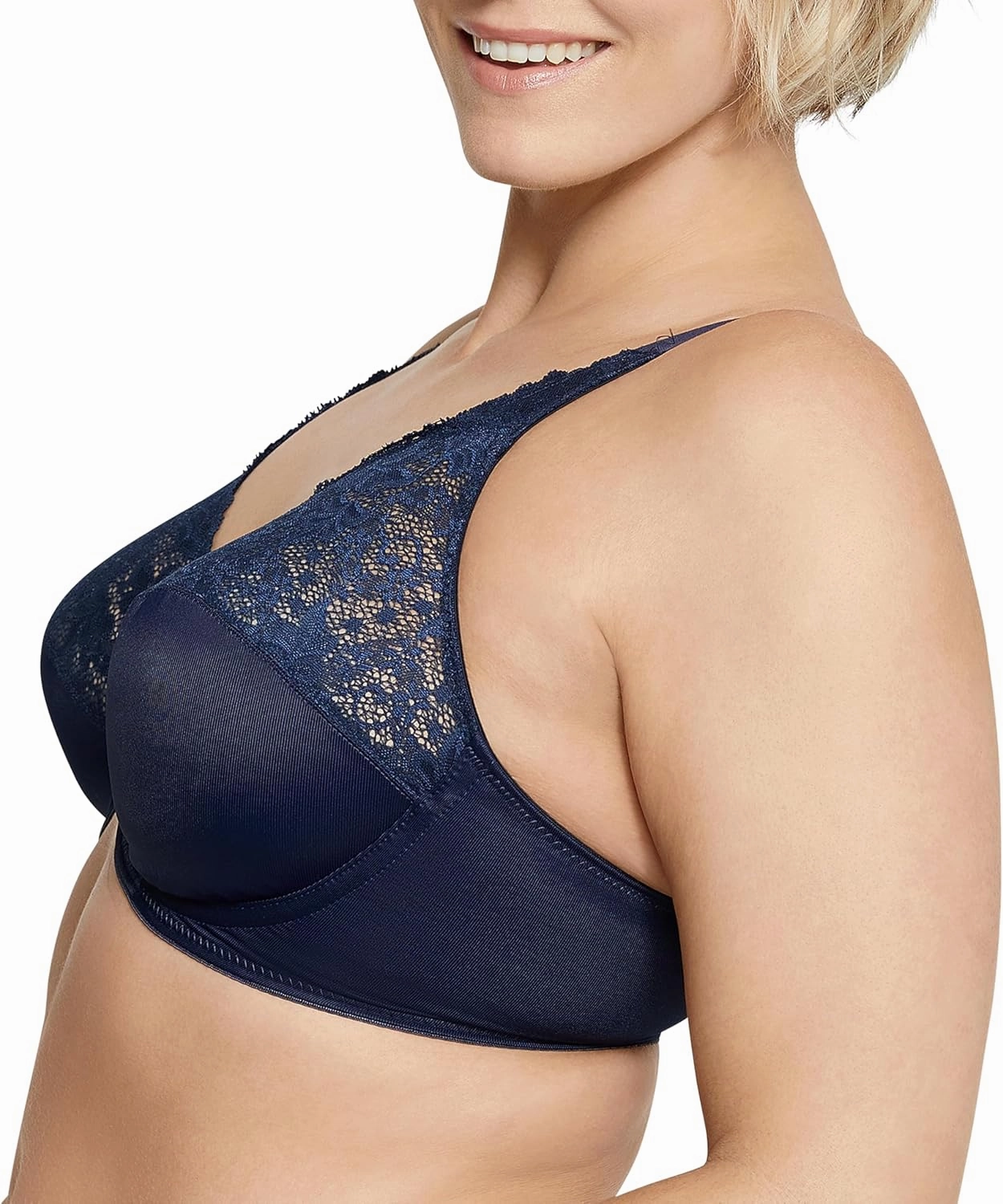 Bali Women's Lilyette Minimizer Underwire Lace Trim, Microfiber Full Coverage Bra