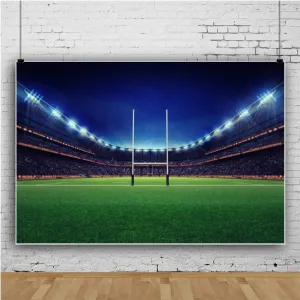Baocicco 12x10ft Empty American Football Playground Stadium Photography Backdrop Background Football Stadium Backdrop Green Grassland Stadium Spotlight Shiny Lights Vinyl Photo Studio Props
