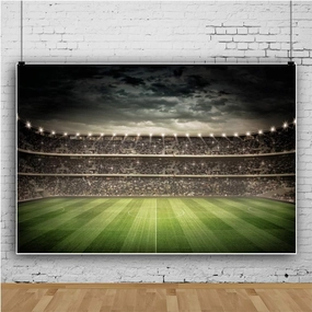 Baocicco 10x7ft Empty Football Playground Stadium Backdrop Photography Background Stadium Spotlight Football Green Grassland Sport Field Shiny Lights Sports Theme Vinyl Photo Studio Props