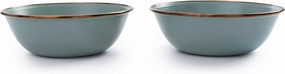 Barebones Enamel Bowl Set - Dish Set of 2 Bowls - Enamelware Set for Camping and Everyday Use (Mint)