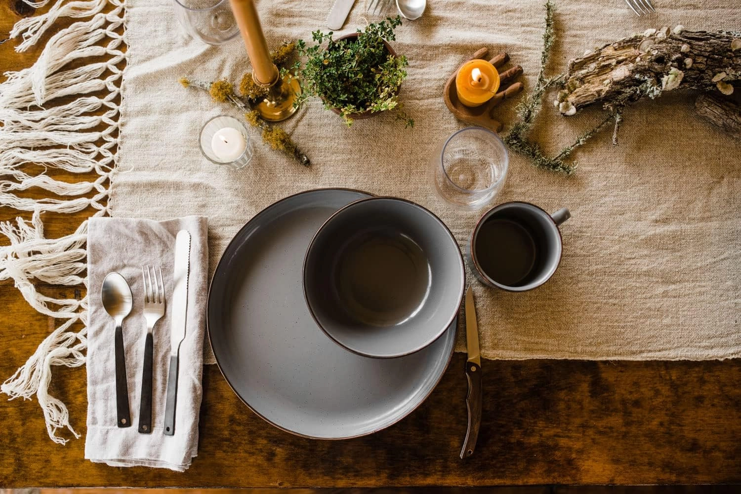 Barebones Enamel Bowl Set - Dish Set of 2 Bowls - Enamelware Set for Camping and Everyday Use (Slate Gray)