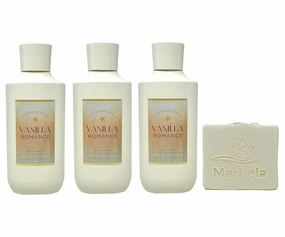 Bath & Body Works Vanilla Romance 3 Pack Body Wash Set with a Natural Oats Bar Soap - Full Size