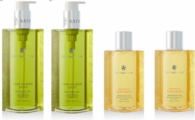 Bath and Bloom Lemongrass Mint Shower Gel and Mango Tangerine Massage Oil Set.