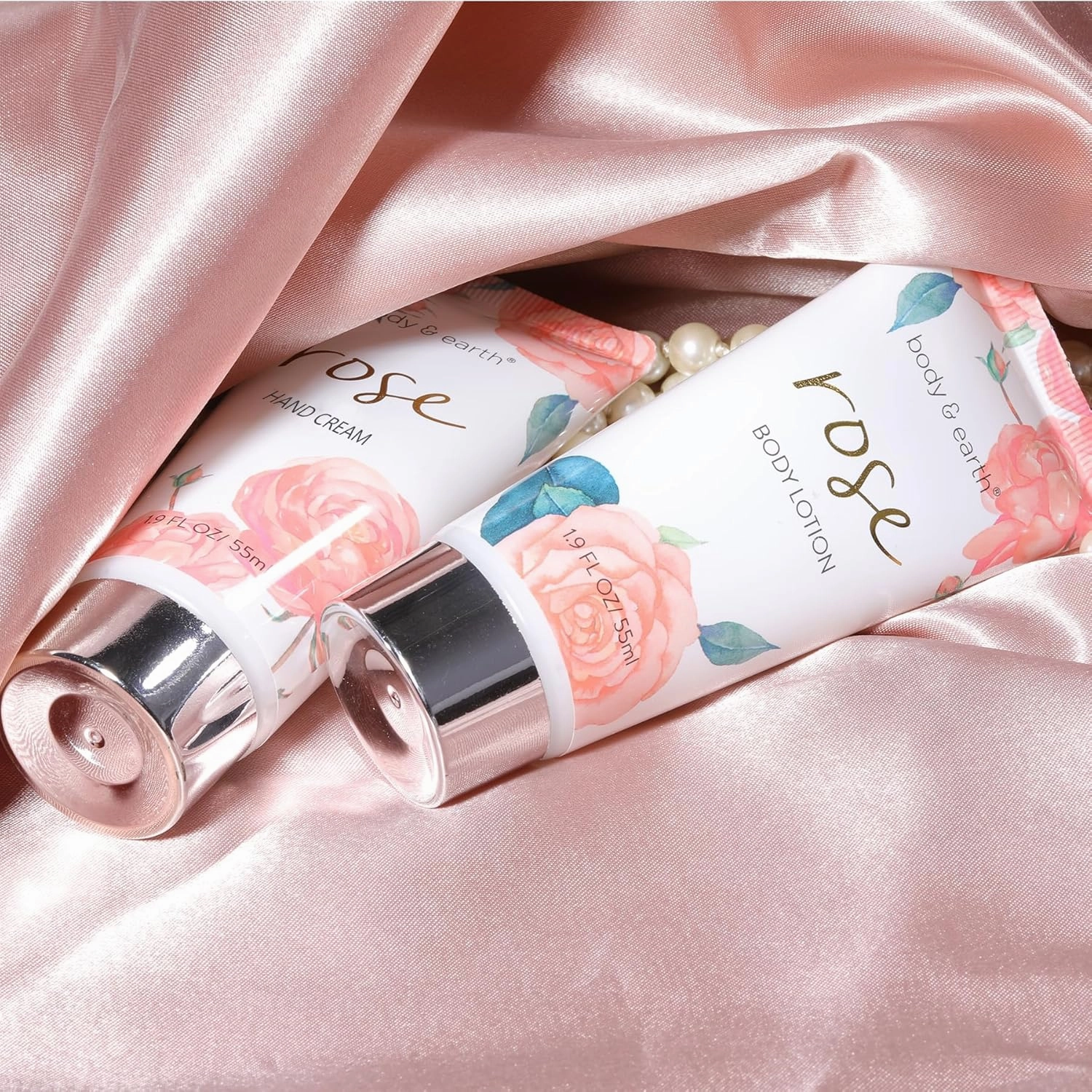 Bath and Body Gift Set for Women, Body & Earth 5 Pcs Rose Spa Gifts for Women, Self Care Kit, Lotion Set for Her,Mothers Day Presents for Mom