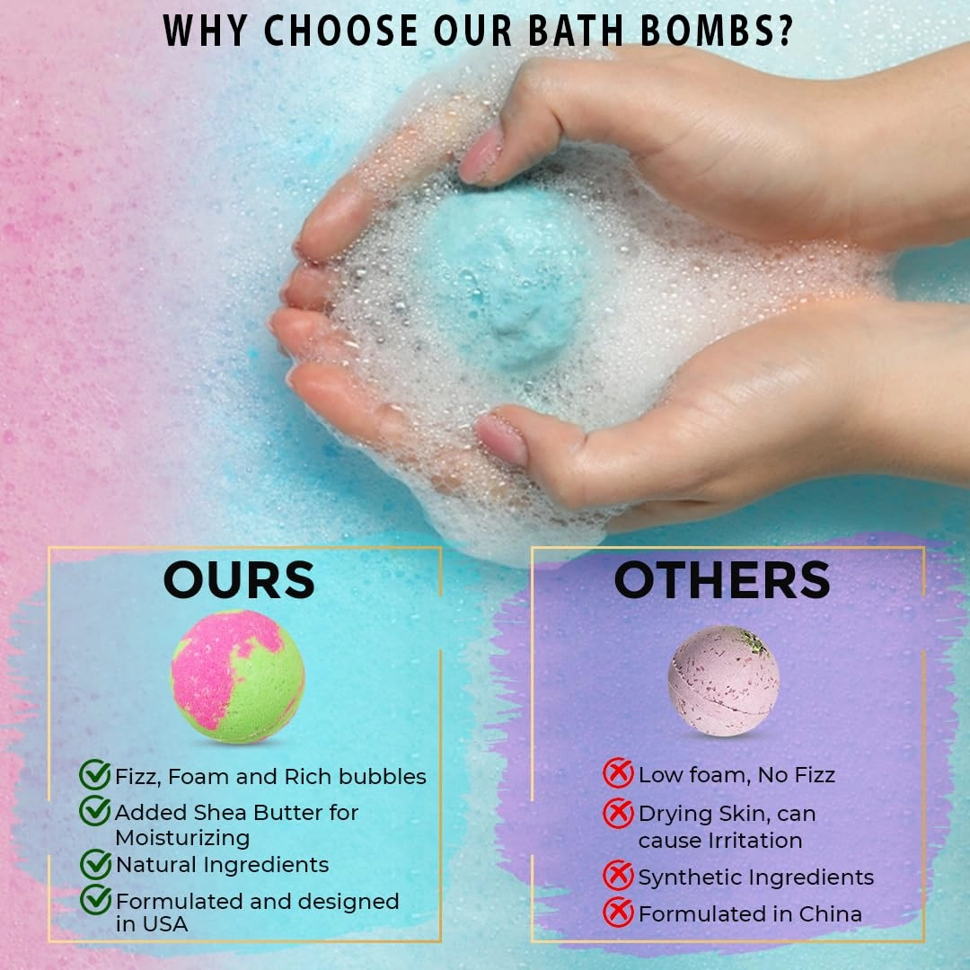 Bath Bombs for Women Relaxing with Inspirational Messages, 12 Natural and Organic Bath Bombs with Essential Oils & Skin Moisturizing Shea Butter. Birthday Gift, Appreciation Gift for Wife Girlfriend