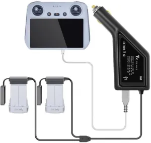 Battery Charger Car Charger for DJI Mini 4 Pro/Mini 3 Pro Drone,Charges Two Batteries and Transmitter at The Same time