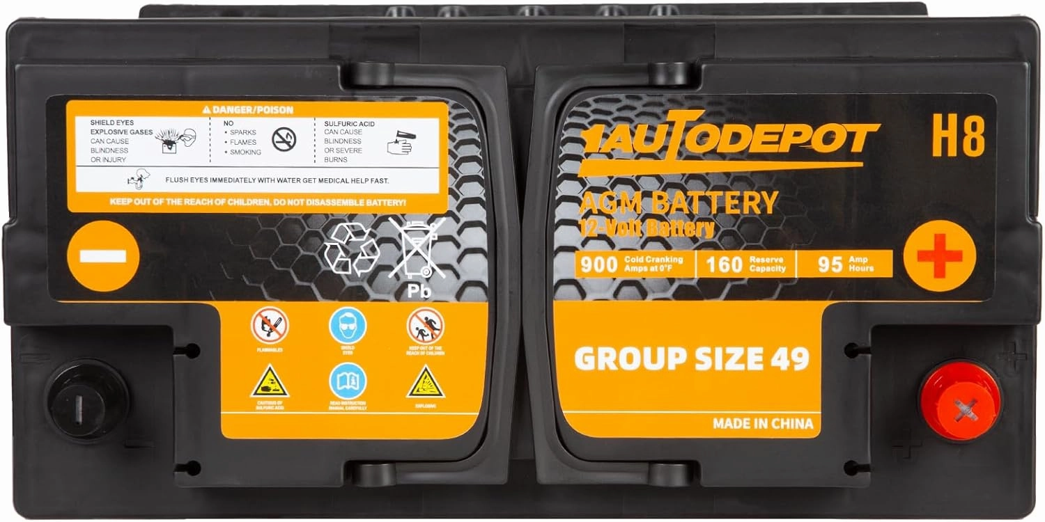 BCI Group 49 Car Battery, 12V 95Ah Size H8 Automotive Battery Premium Maintenance Free AGM Batteries, 900CCA, 160RC
